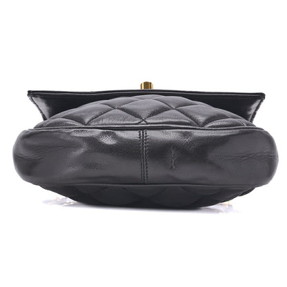 CHANEL Shoulder Bag Matelasse Vertical Straight Flap Chain Shoulder Lambskin Black Gold-Tone Hardware Pre-Owned - Vintage La Charme
