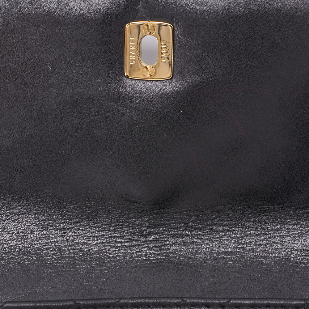 CHANEL Shoulder Bag Matelasse Vertical Straight Flap Chain Shoulder Lambskin Black Gold-Tone Hardware Pre-Owned - Vintage La Charme