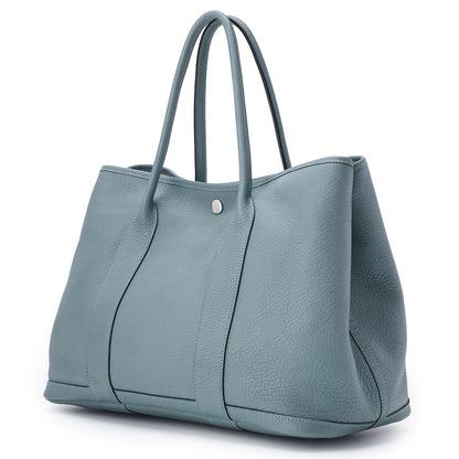 HERMES Garden Party PM Tote Bag Negonda Blue Sun Seal Leather Silver-Tone Hardware Pre-Owned - Vintage La Charme