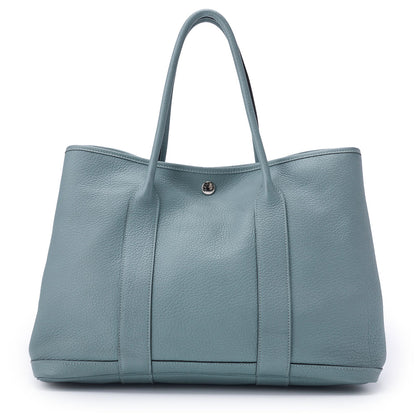 HERMES Garden Party PM Tote Bag Negonda Blue Sun Seal Leather Silver-Tone Hardware Pre-Owned - Vintage La Charme