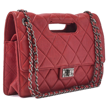 CHANEL Shoulder Bag Matelasse Turn Lock 2.55 Lock Chain Lambskin Red Silver-Tone Hardware Pre-Owned - Vintage La Charme