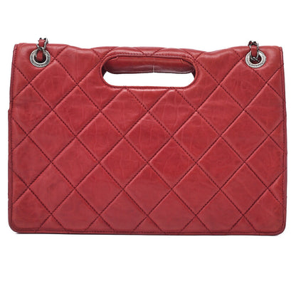 CHANEL Shoulder Bag Matelasse Turn Lock 2.55 Lock Chain Lambskin Red Silver-Tone Hardware Pre-Owned - Vintage La Charme