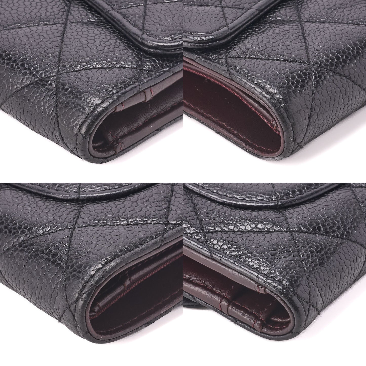 CHANEL Tri-Fold Wallet, Matelasse, Caviar Skin, Black, Gold-Tone Hardware, Pre-Owned - Vintage La Charme