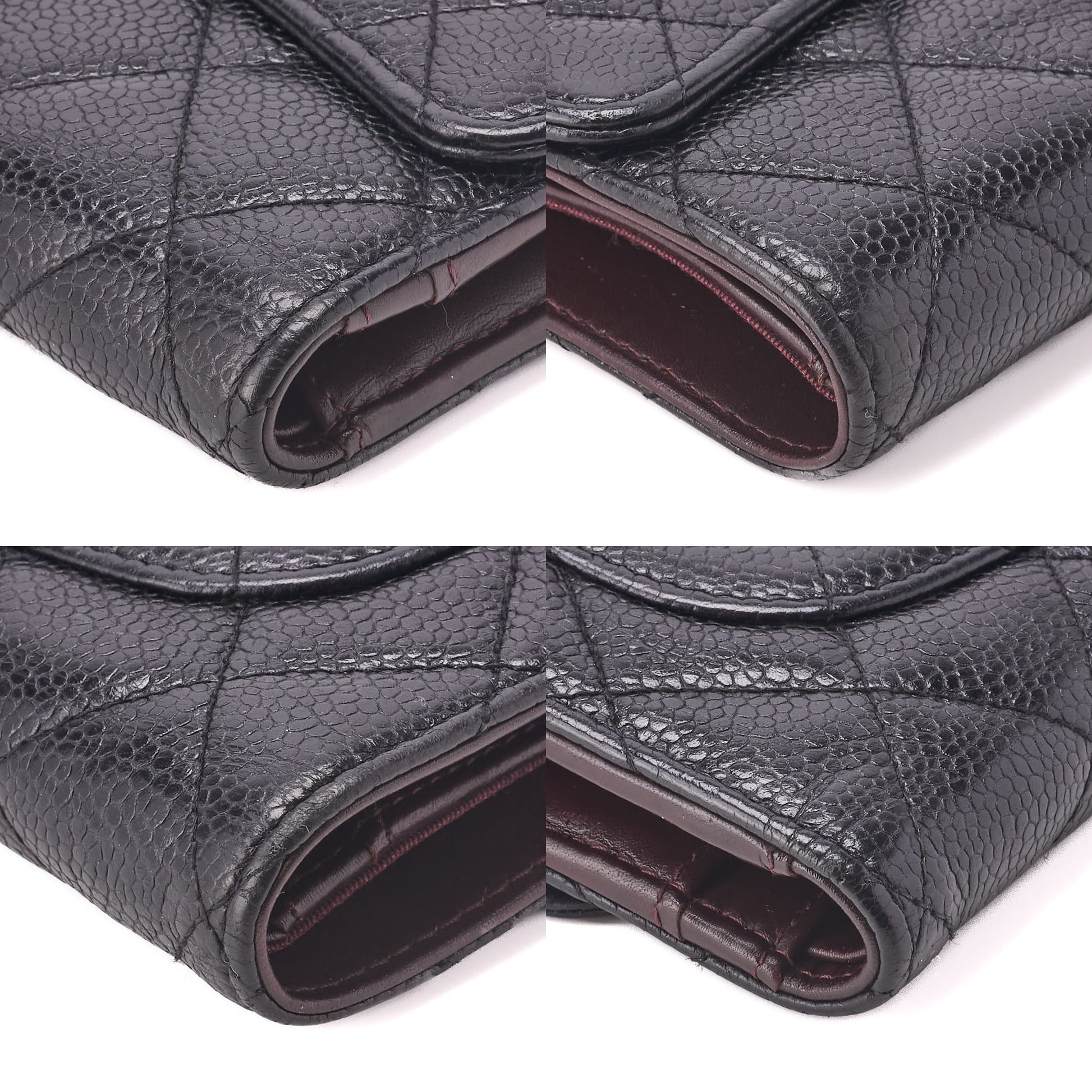 CHANEL Tri-Fold Wallet, Matelasse, Caviar Skin, Black, Gold-Tone Hardware, Pre-Owned - Vintage La Charme