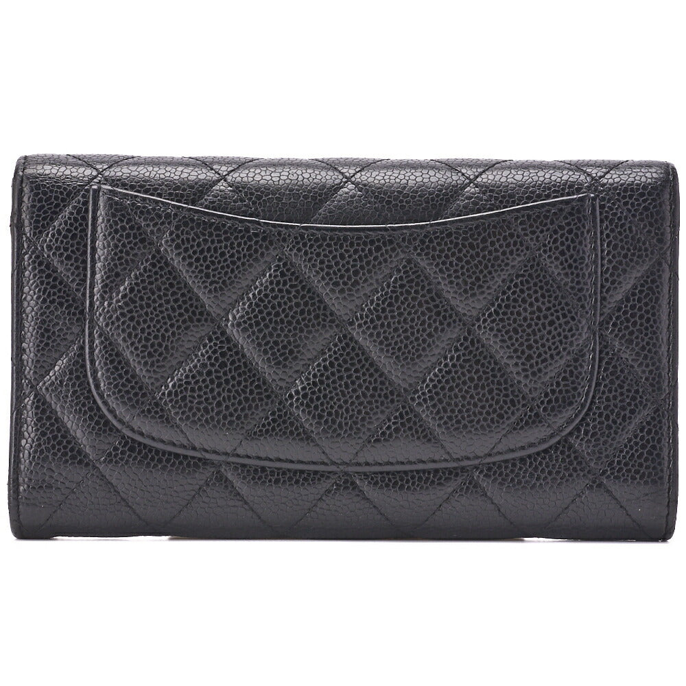 CHANEL Tri-Fold Wallet, Matelasse, Caviar Skin, Black, Gold-Tone Hardware, Pre-Owned - Vintage La Charme