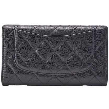CHANEL Tri-Fold Wallet, Matelasse, Caviar Skin, Black, Gold-Tone Hardware, Pre-Owned - Vintage La Charme
