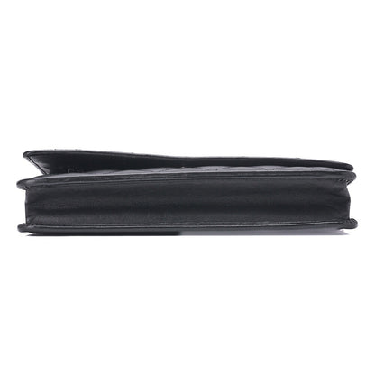 CHANEL Chain Wallet, Cambon Line, Folding, Calfskin, Black, Silver-Tone Hardware, Pre-Owned - Vintage La Charme