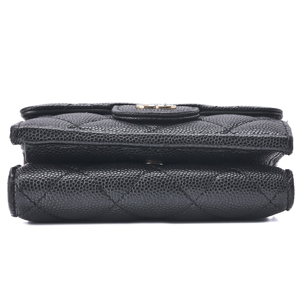 CHANEL Tri-Fold Compact Wallet, Matelasse, Caviar Skin, Black, Gold-Tone Hardware, Pre-Owned - Vintage La Charme