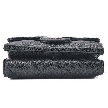 CHANEL Tri-Fold Compact Wallet, Matelasse, Caviar Skin, Black, Gold-Tone Hardware, Pre-Owned - Vintage La Charme