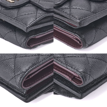 CHANEL Tri-Fold Compact Wallet, Matelasse, Caviar Skin, Black, Gold-Tone Hardware, Pre-Owned - Vintage La Charme