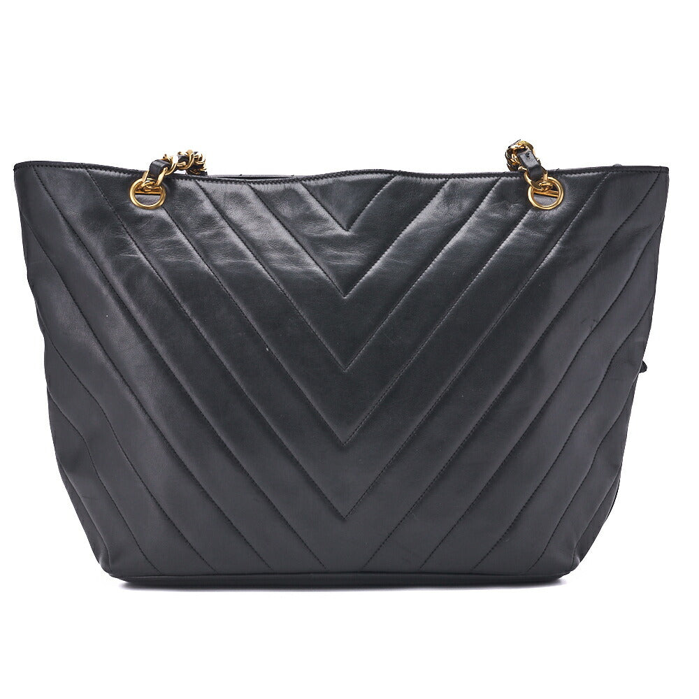 CHANEL Shoulder Bag, V Stitch Ball Charm, Chain Shoulder, Lambskin, Black, Gold-Tone Hardware, Pre-Owned - Vintage La Charme