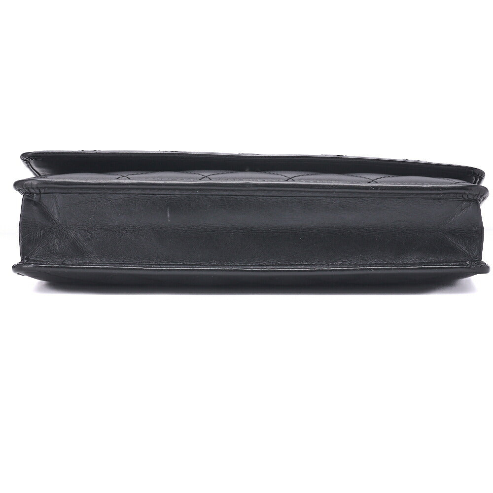 CHANEL Chain Wallet, Cambon Line, Folding, Calfskin, Black, Silver-Tone Hardware, Pre-Owned - Vintage La Charme