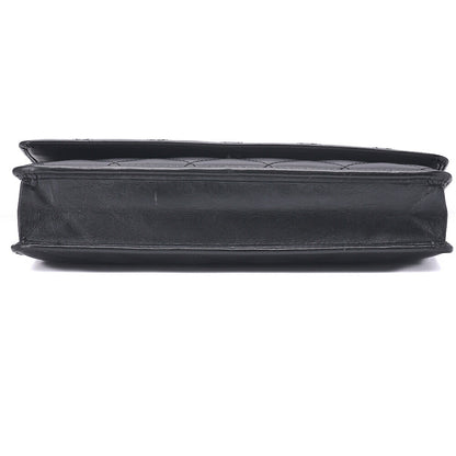 CHANEL Chain Wallet, Cambon Line, Folding, Calfskin, Black, Silver-Tone Hardware, Pre-Owned - Vintage La Charme