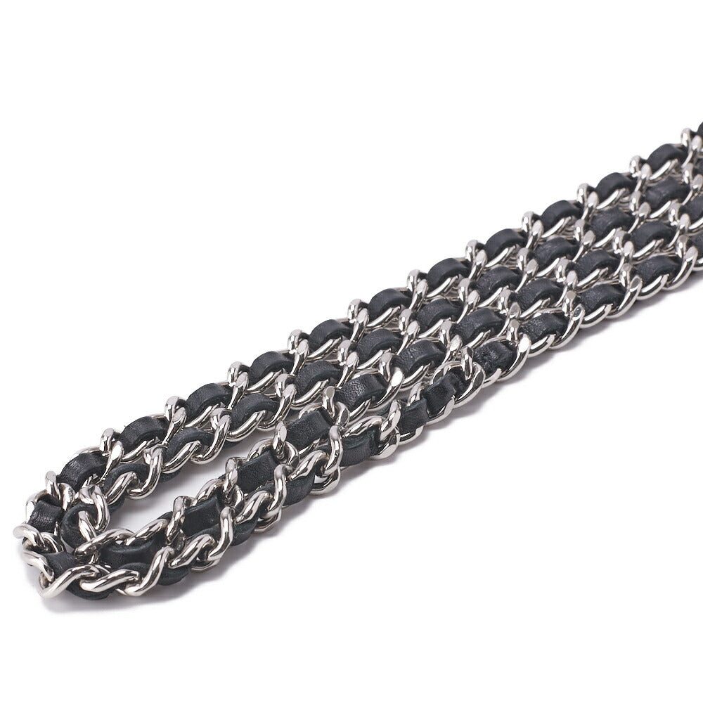 CHANEL Chain Wallet, Cambon Line, Folding, Calfskin, Black, Silver-Tone Hardware, Pre-Owned - Vintage La Charme