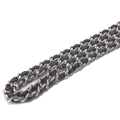 CHANEL Chain Wallet, Cambon Line, Folding, Calfskin, Black, Silver-Tone Hardware, Pre-Owned - Vintage La Charme