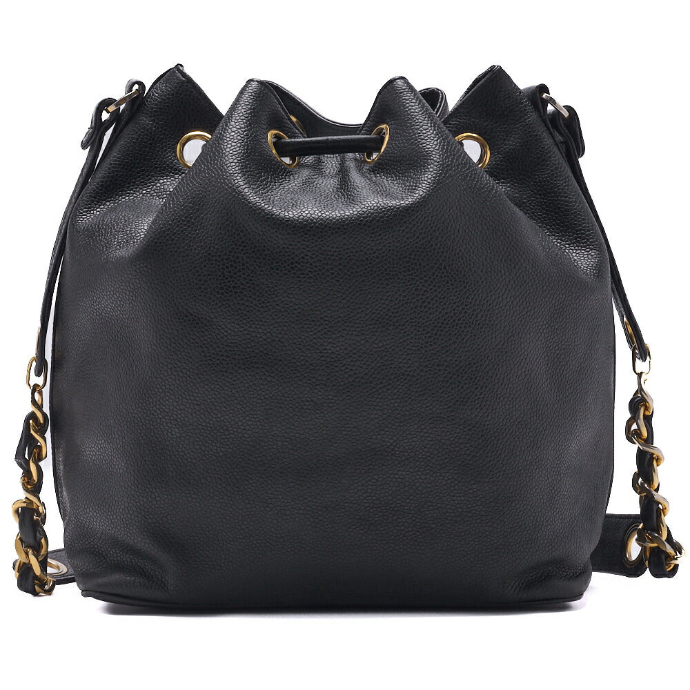 CHANEL Shoulder Bag, Drawstring Type, Caviar Skin, Black, Gold-Tone Hardware, Pre-Owned - Vintage La Charme