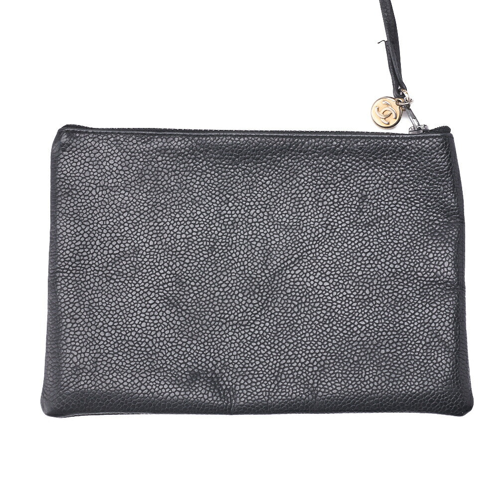 CHANEL Shoulder Bag, Drawstring Type, Caviar Skin, Black, Gold-Tone Hardware, Pre-Owned - Vintage La Charme
