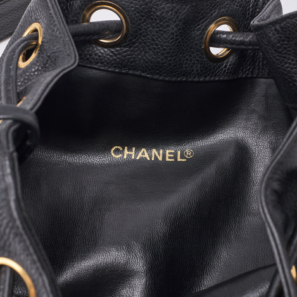 CHANEL Shoulder Bag, Drawstring Type, Caviar Skin, Black, Gold-Tone Hardware, Pre-Owned - Vintage La Charme