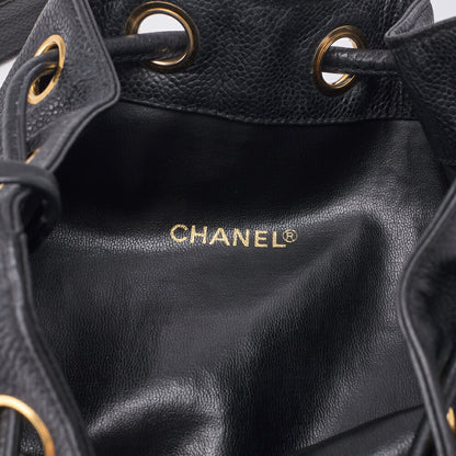 CHANEL Shoulder Bag, Drawstring Type, Caviar Skin, Black, Gold-Tone Hardware, Pre-Owned - Vintage La Charme