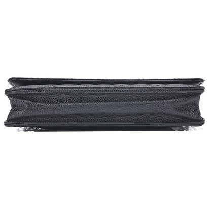CHANEL Chain Wallet Matelasse Caviar Leather Black Silver-Tone Hardware Pre-Owned - Vintage La Charme