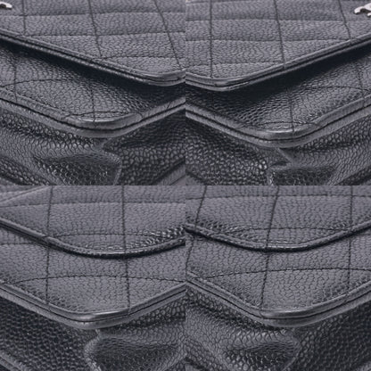 CHANEL Chain Wallet Matelasse Caviar Leather Black Silver-Tone Hardware Pre-Owned - Vintage La Charme