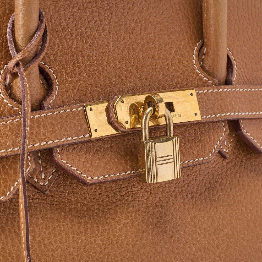 HERMES Birkin 35 Handbag, Ardennes Leather, Natural Sable, Gold-Tone Hardware, Pre-Owned - Vintage La Charme