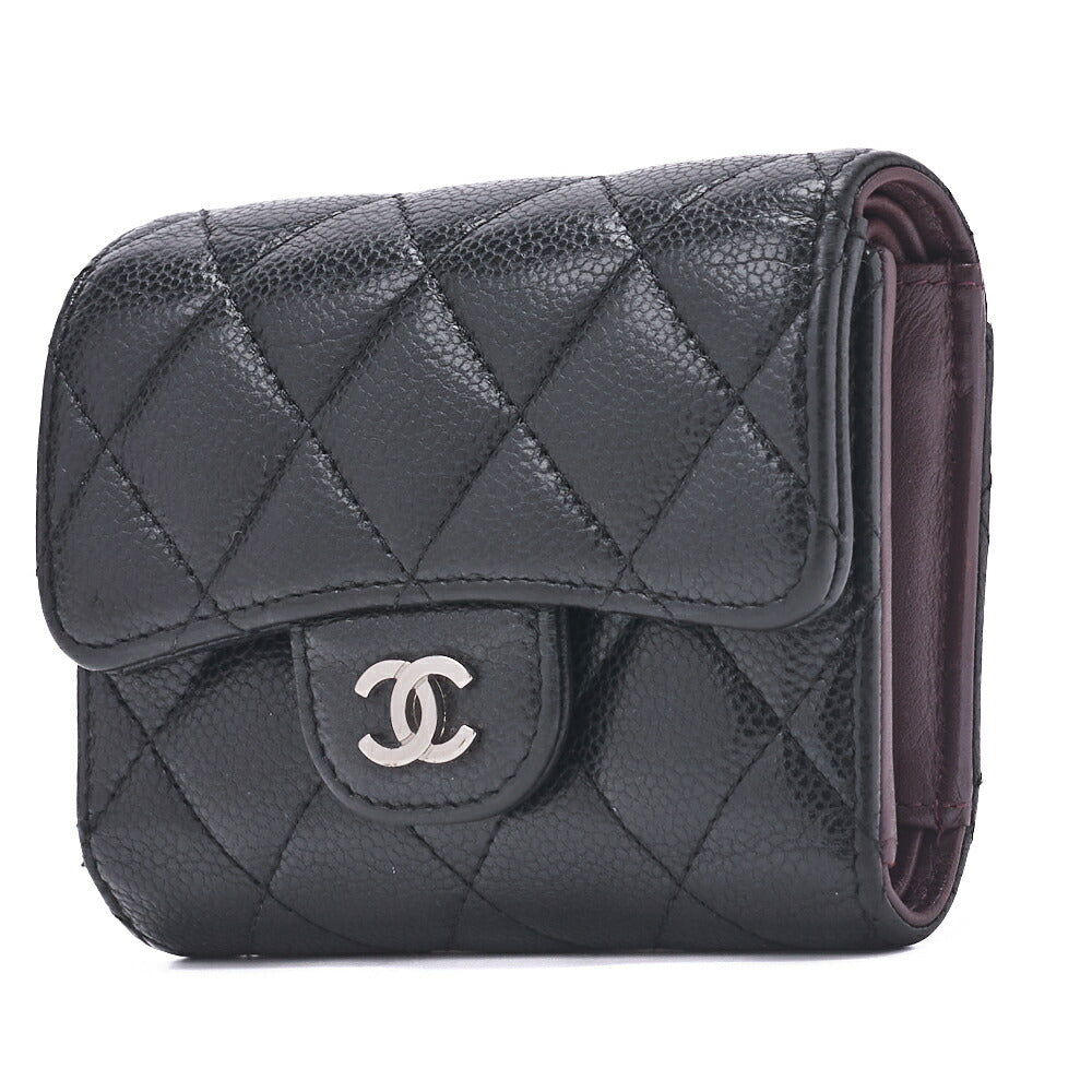 CHANEL Compact Wallet, Matelasse, Caviar Skin, Black, Gold-Tone Hardware, Pre-Owned - Vintage La Charme