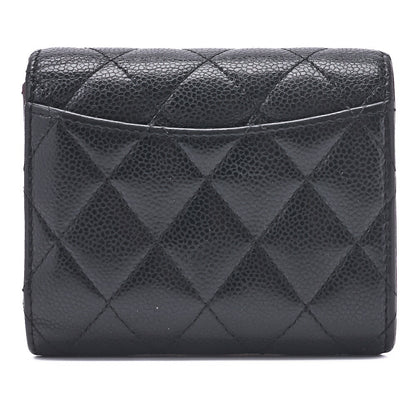 CHANEL Compact Wallet, Matelasse, Caviar Skin, Black, Gold-Tone Hardware, Pre-Owned - Vintage La Charme