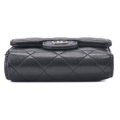 CHANEL Compact Wallet, Matelasse, Caviar Skin, Black, Gold-Tone Hardware, Pre-Owned - Vintage La Charme