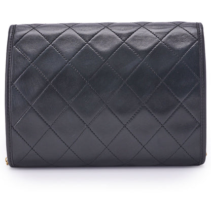 Chanel Shoulder Bag Matelasse Push Lock Lambskin Black Gold-Tone Hardware Pre-Owned - Vintage La Charme