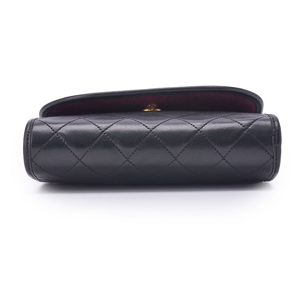 Chanel Shoulder Bag Matelasse Push Lock Lambskin Black Gold-Tone Hardware Pre-Owned - Vintage La Charme