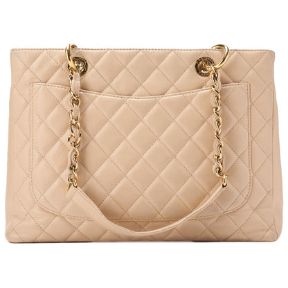 CHANEL Shoulder Tote Bag Matelasse Caviar Skin Beige Silver-Tone Hardware Pre-Owned - Vintage La Charme
