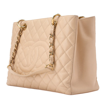 CHANEL Shoulder Tote Bag Matelasse Caviar Skin Beige Silver-Tone Hardware Pre-Owned - Vintage La Charme