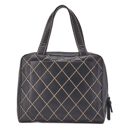 CHANEL Tote Bag, Coco Mark Wild Stitch, Calfskin, Black, Silver-Tone Hardware, Pre-Owned - Vintage La Charme