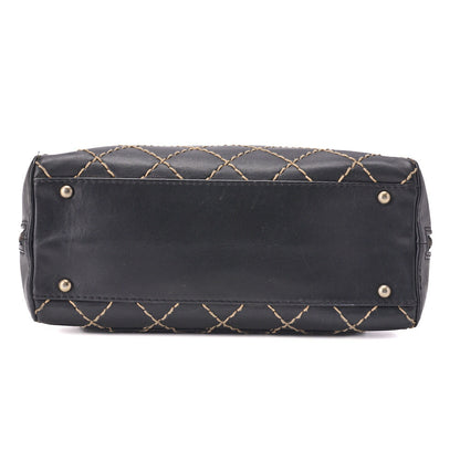 CHANEL Tote Bag, Coco Mark Wild Stitch, Calfskin, Black, Silver-Tone Hardware, Pre-Owned - Vintage La Charme