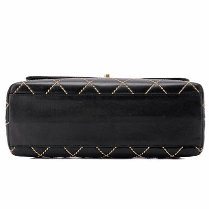 CHANEL Tote Bag Wild Stitch Turn Lock Calfskin Black Gold-Tone Hardware Pre-Owned - Vintage La Charme