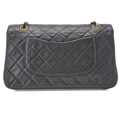 CHANEL Shoulder Bag Matelasse Double Flap Lambskin Black Gold-Tone Hardware Pre-Owned - Vintage La Charme