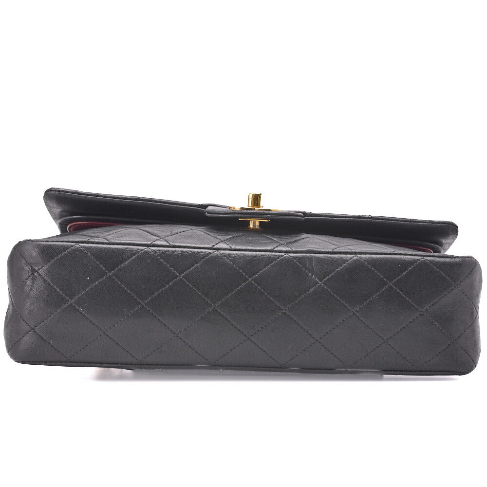 CHANEL Shoulder Bag Matelasse Double Flap Lambskin Black Gold-Tone Hardware Pre-Owned - Vintage La Charme