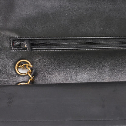 CHANEL Shoulder Bag Matelasse Double Flap Lambskin Black Gold-Tone Hardware Pre-Owned - Vintage La Charme