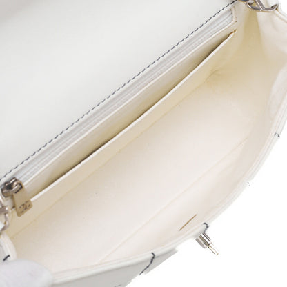 CHANEL Shoulder Bag Choco Bar Turn Lock Lambskin White Silver-Tone Hardware Pre-Owned - Vintage La Charme