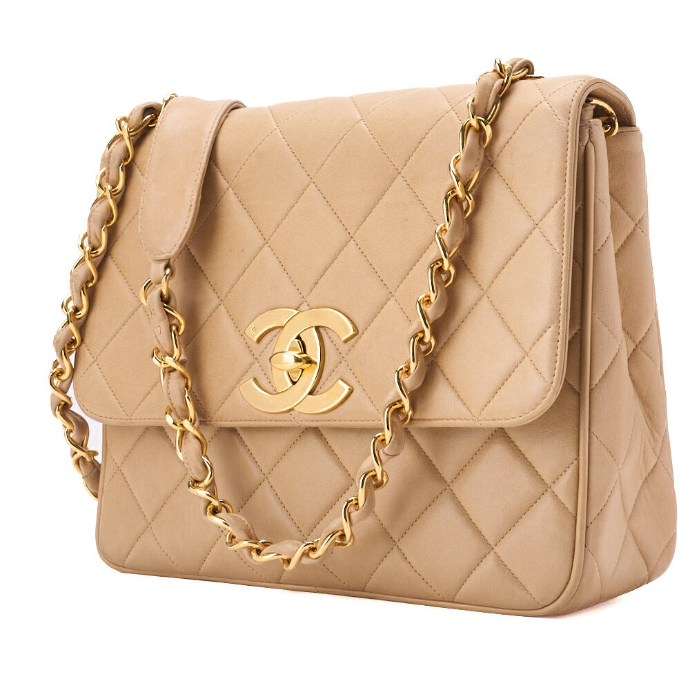 Chanel Shoulder Tote Bag Matelasse Lambskin Beige Gold-Tone Hardware Pre-Owned - Vintage La Charme