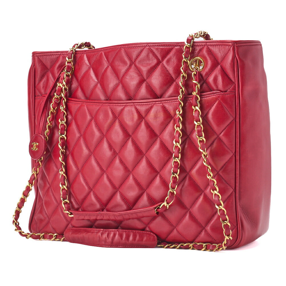 CHANEL Shoulder Bag Tote Bag Matelasse Pro Lambskin Red Gold-Tone Hardware Pre-Owned - Vintage La Charme