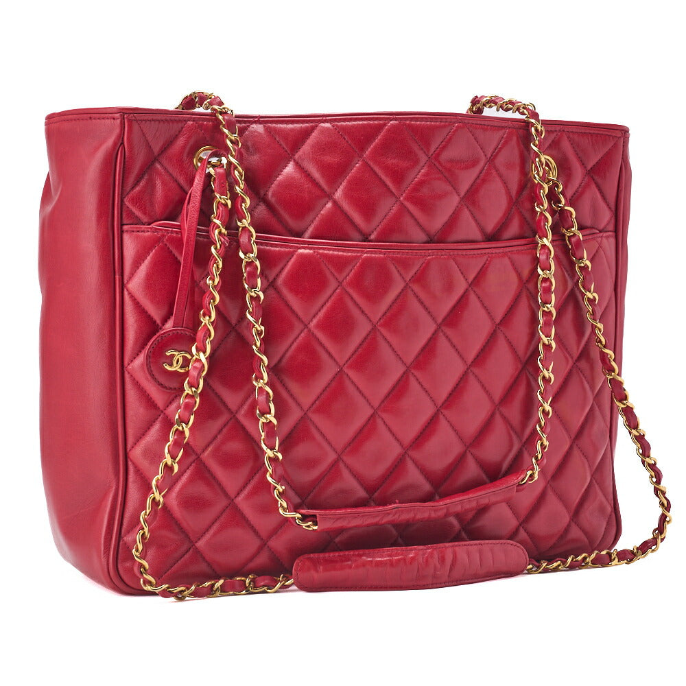 CHANEL Shoulder Bag Tote Bag Matelasse Pro Lambskin Red Gold-Tone Hardware Pre-Owned - Vintage La Charme