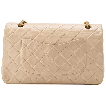 CHANEL Shoulder Bag Matelasse Double Flap Lambskin Beige Gold-Tone Hardware Pre-Owned - Vintage La Charme