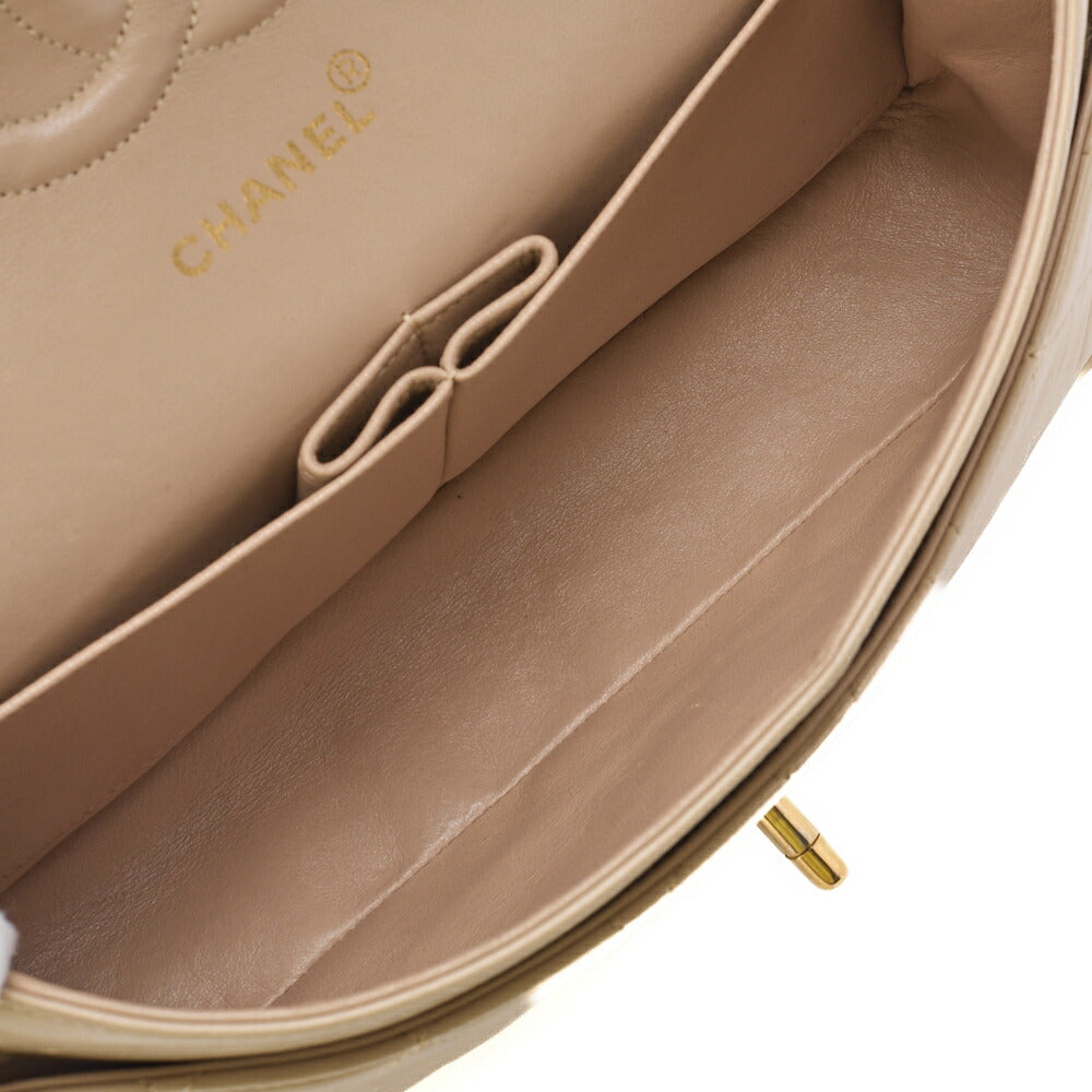 CHANEL Shoulder Bag Matelasse Double Flap Lambskin Beige Gold-Tone Hardware Pre-Owned - Vintage La Charme