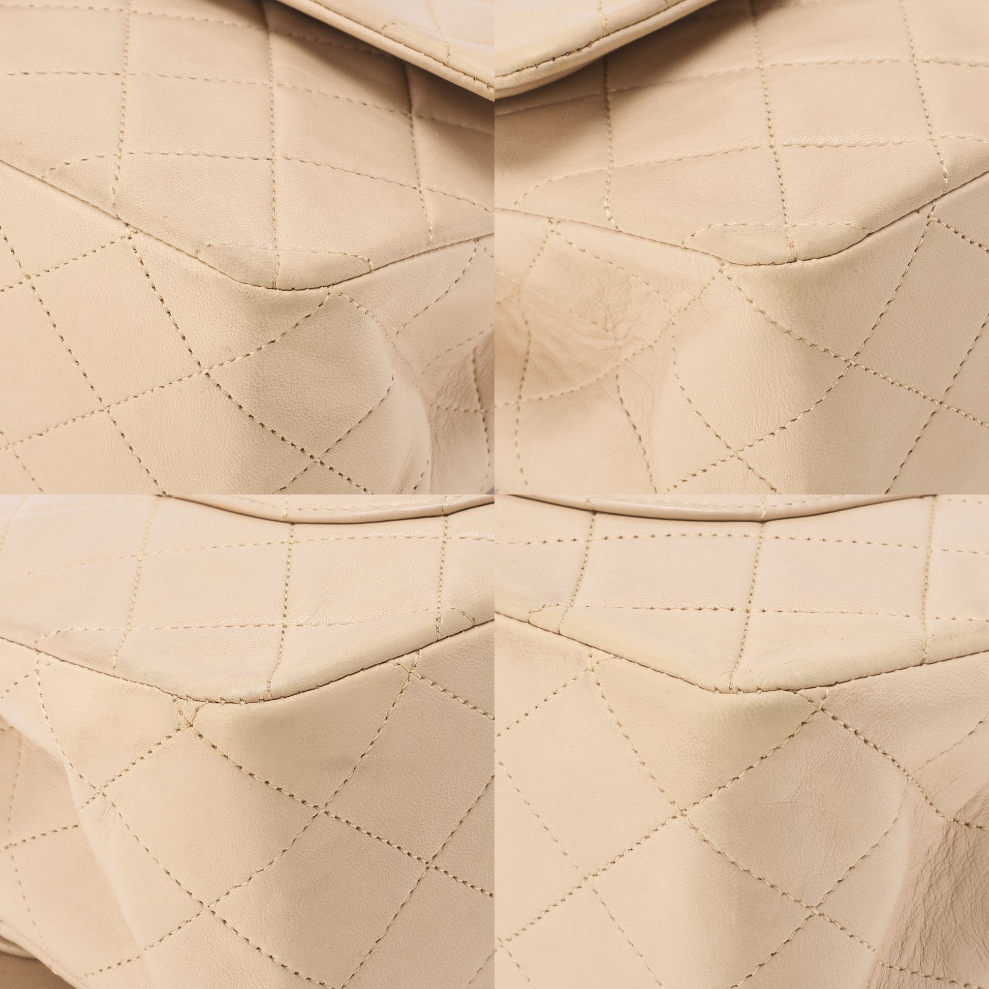 CHANEL Shoulder Bag Matelasse Double Flap Lambskin Beige Gold-Tone Hardware Pre-Owned - Vintage La Charme