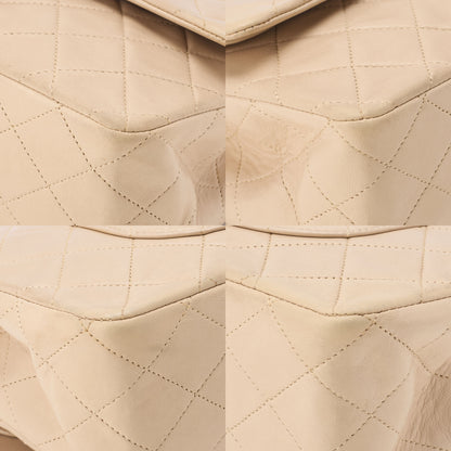 CHANEL Shoulder Bag Matelasse Double Flap Lambskin Beige Gold-Tone Hardware Pre-Owned - Vintage La Charme