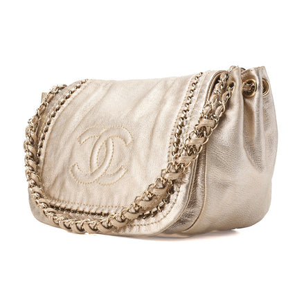 Chanel Shoulder Bag Full Flap Coco Mark Soft Caviar Gold Gold-Tone Hardware Pre-Owned - Vintage La Charme