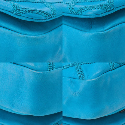 CHANEL Shoulder Tote Bag Matelasse Sparkle Leather Turquoise Blue Silver-Tone Hardware Pre-Owned - Vintage La Charme