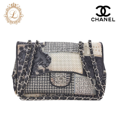 CHANEL Shoulder Bag Matelasse Coco Mark Patchwork Silicone Black Silver-Tone Hardware Pre-Owned - Vintage La Charme